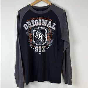 NHL Black and Gray Original Six Long Sleeve Tee